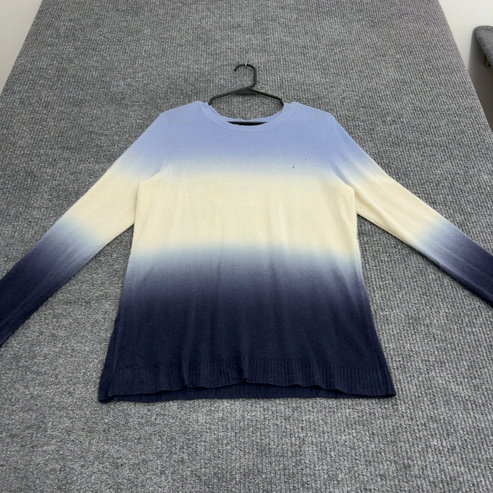 C by Bloomingdales Sweater Womens L Blue Cashmere Ombre Crew Neck Luxury Casual